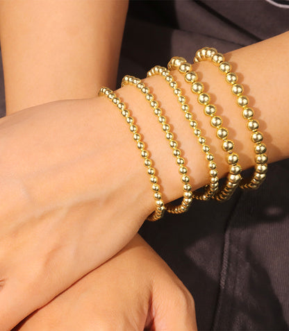 Gold Paperclip Link Bead Bracelet Set