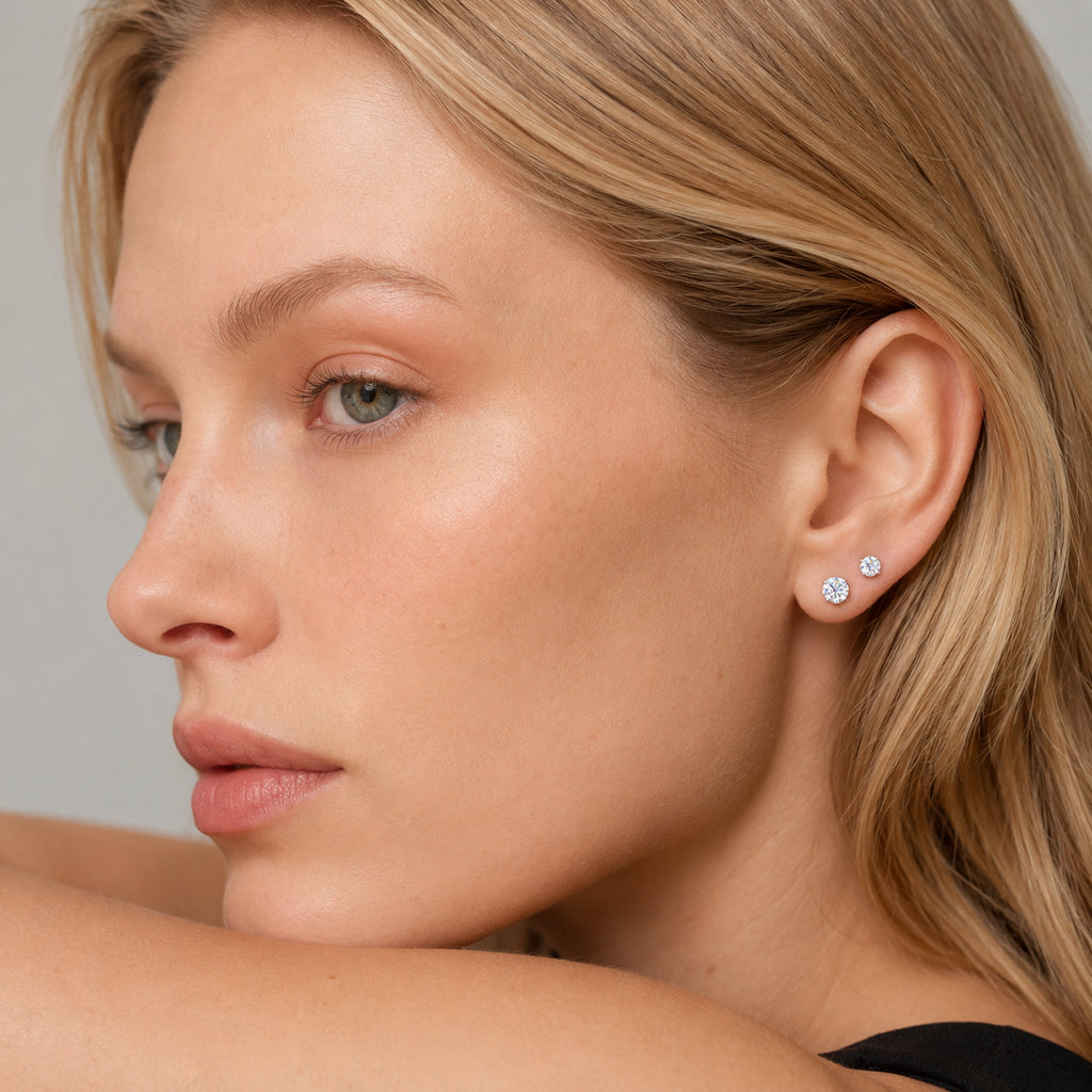 Moissanite Sterling Silver Stud Earrings