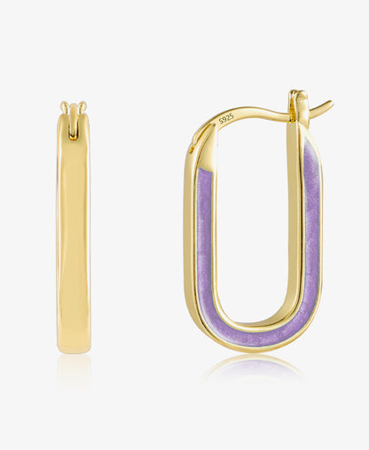 Square Enamel U-shaped Hoop Earrings