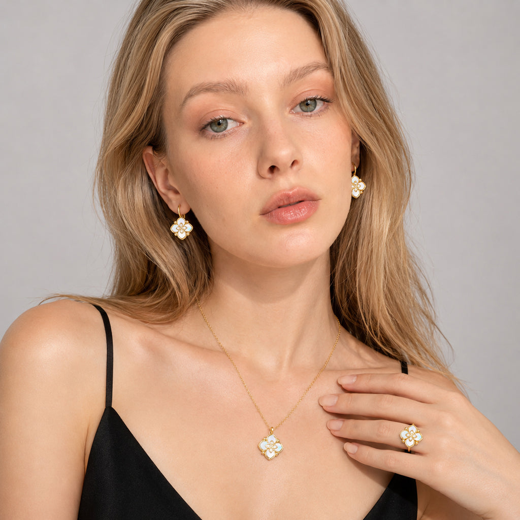 Shellstar Mother-of-Pearl Clover Star Drop Earrings