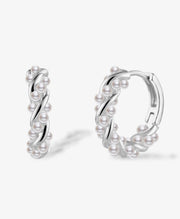 Twisted Tiny Pearls Huggie Hoop Earrings