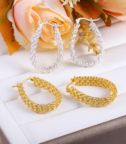 Chain Mesh Woven Hoop Earrings