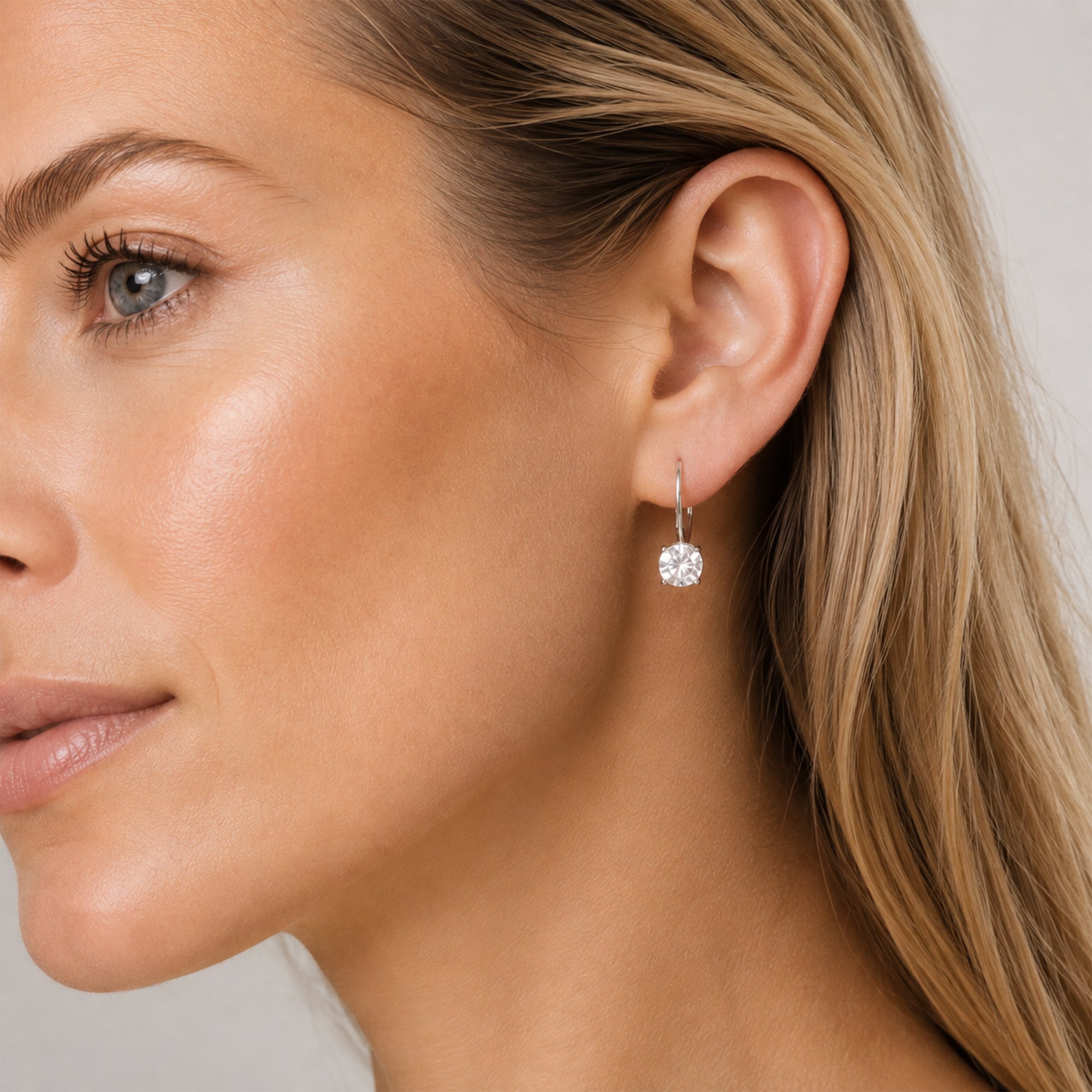 Solitaire Moissanite Leverback Drop Earrings