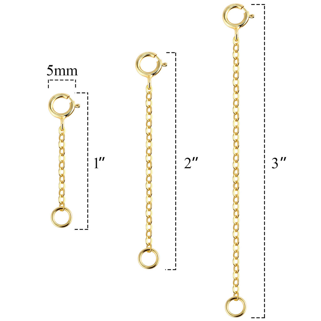 1.5 mm Wide Flat Cross Chain Necklace Extender Set - 1, 2 & 3 Inch