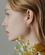 Double Heart Huggie Hoop Earrings