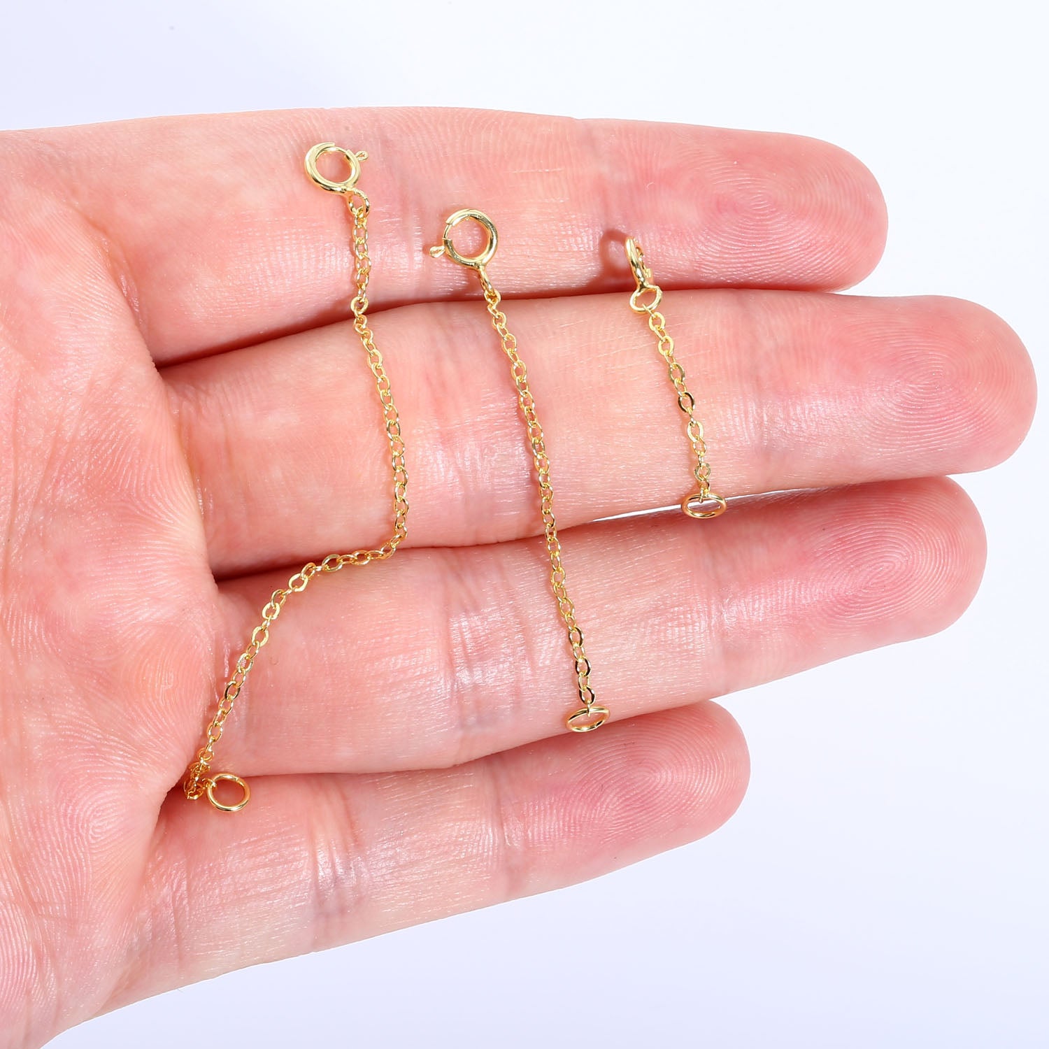 1.5 mm Wide Flat Cross Chain Necklace Extender Set - 1, 2 & 3 Inch