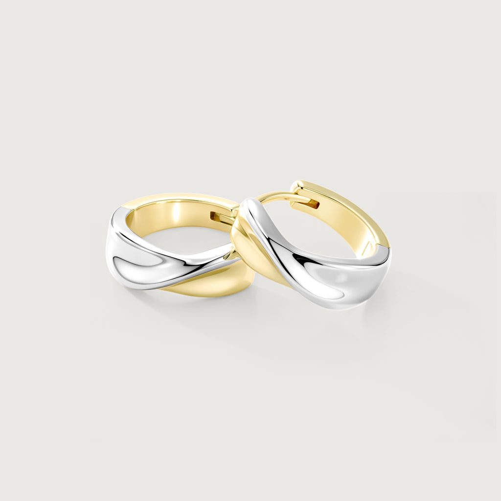 Flowline Two-Tone Sculpted Hoop Earrings