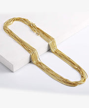 14K Gold Plated Box Chain Necklace Set (6PCS)