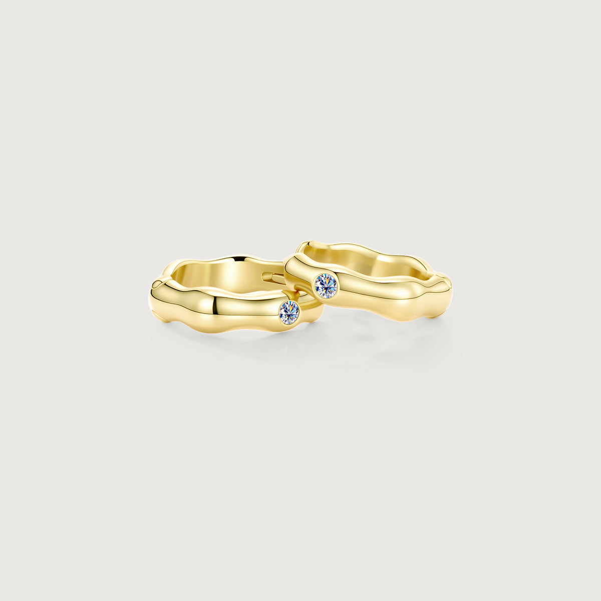 Flowline Ripple Moissanite Huggie Hoop Earrings