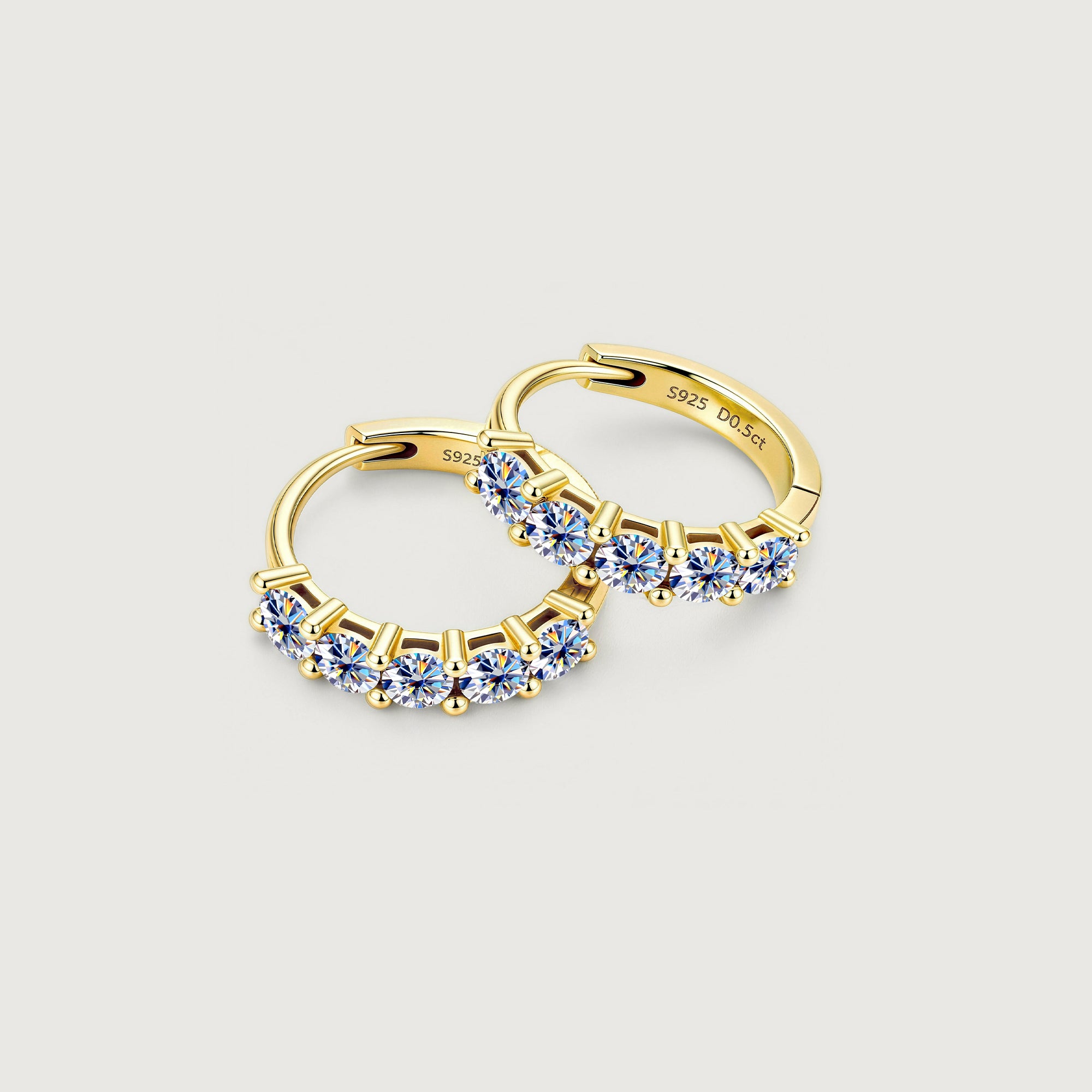 5-Stone Moissanite Huggie Hoop Earrings
