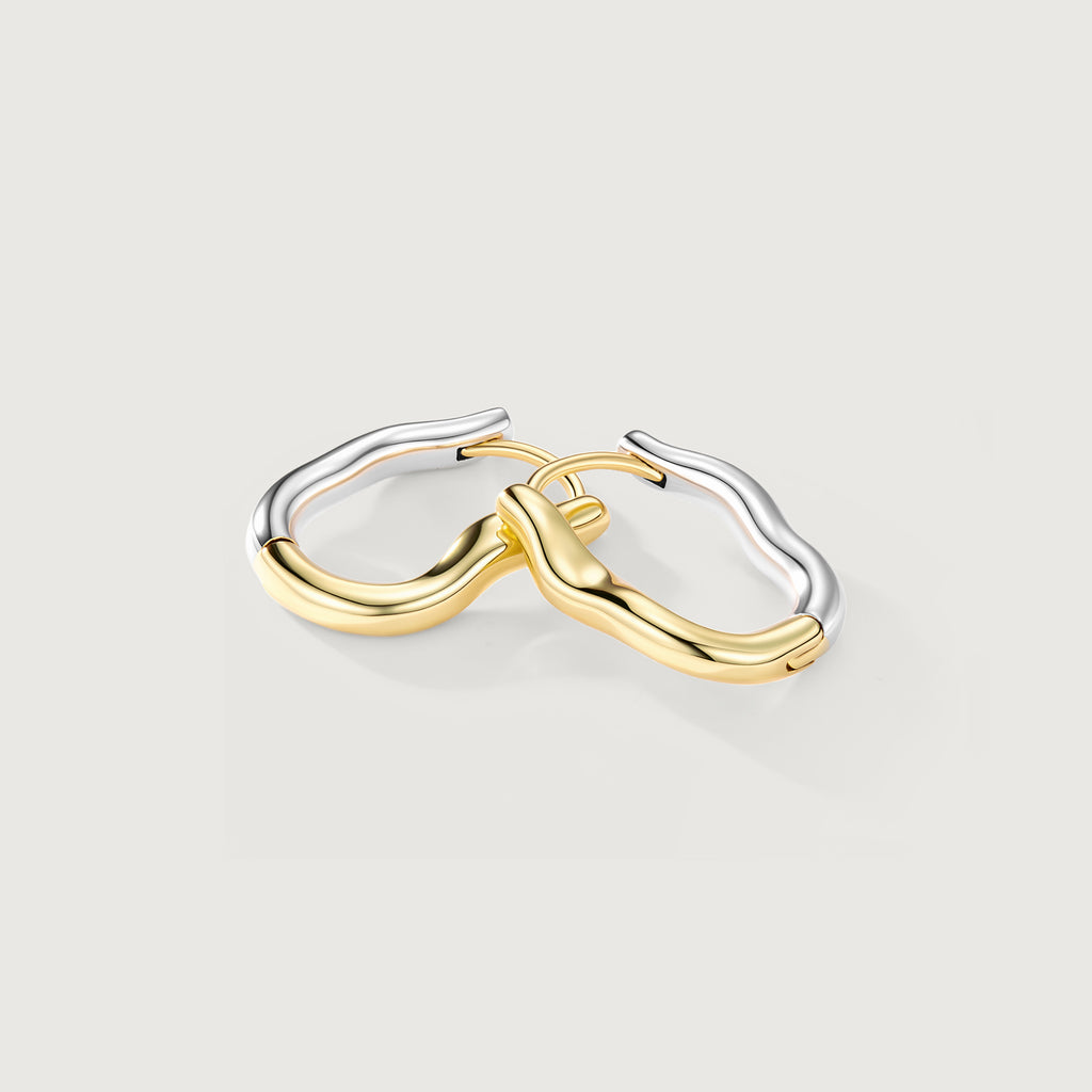Flowline Two-Tone Wave Hoop Earrings