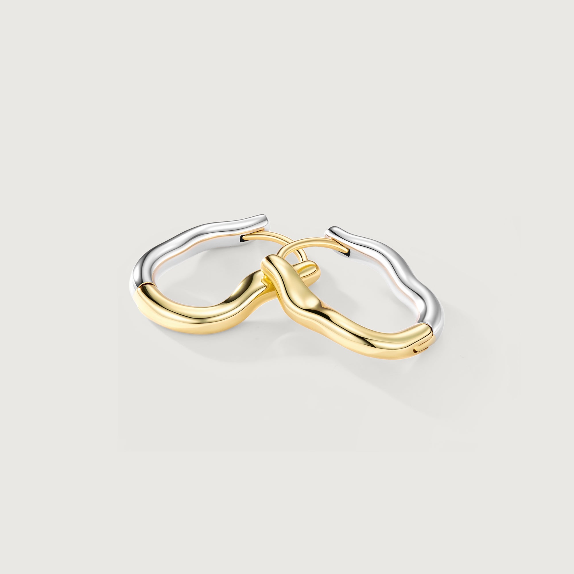 Flowline Two-Tone Wave Hoop Earrings