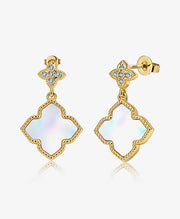 Four-Leaf Clover Charm Stud Earrings