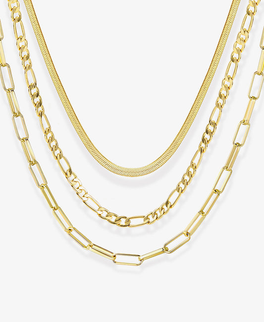 3 Gold Chains Layering Necklace