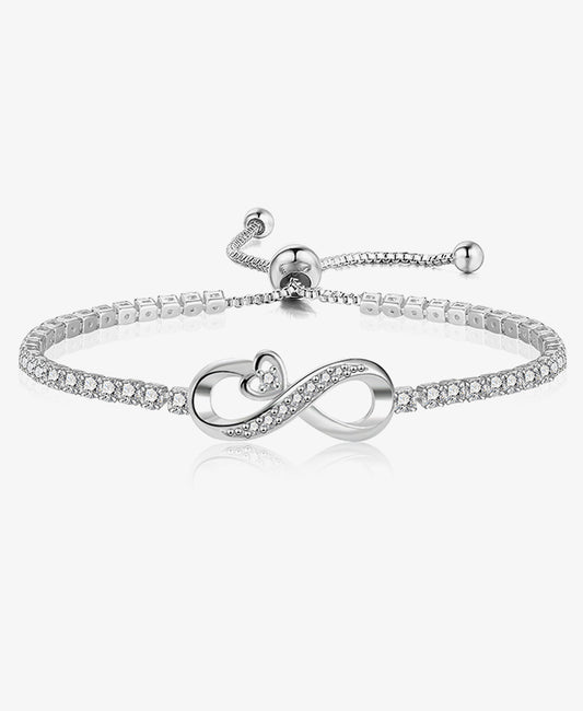 Infinity Heart Tennis CZ Bracelet