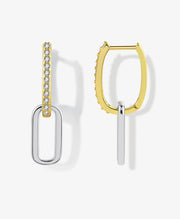 Two-Tone Crossover CZ Earrings