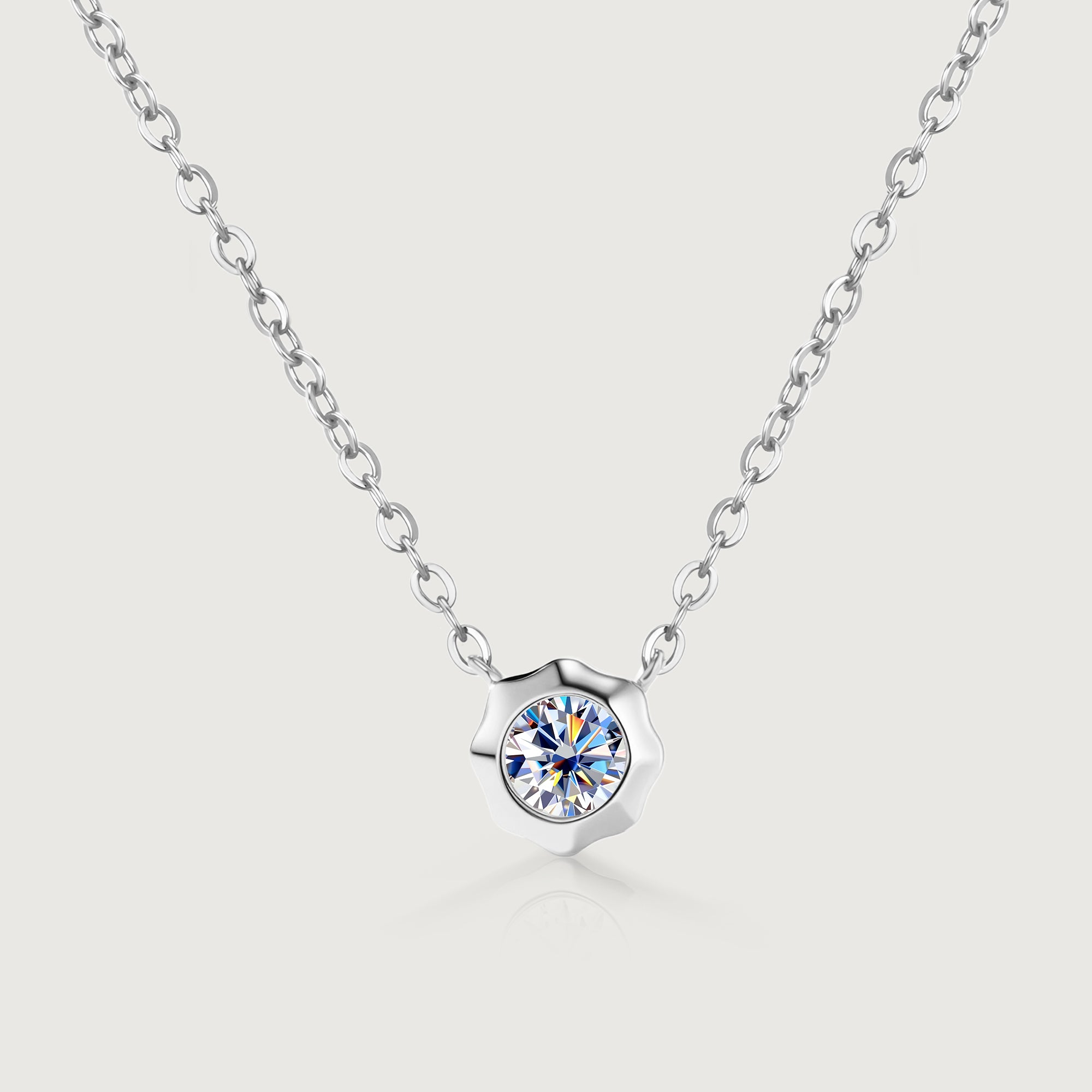 Still Light Sterling Silver Bezel Moissanite Choker Necklace