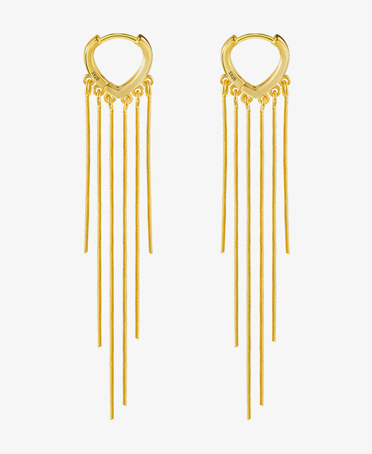 Heart Hoops Long Tassel Earrings