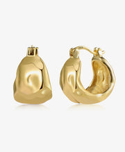 Alexcraft 925 Sterling Silver Earrings Hammered Chunky Hoop Earrings for Women 14k Gold Plated Hypoallergenic Texture Thick Huggie Earrings Wide Hoop Earrings