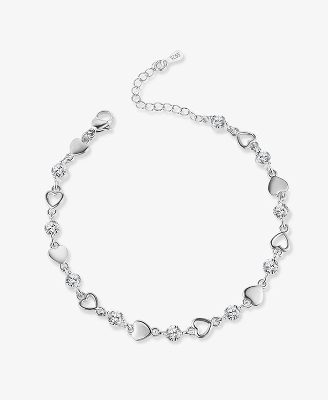 Sparkling Heart Link Bracelet