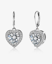 Elegant CZ Heart Dangle Earrings