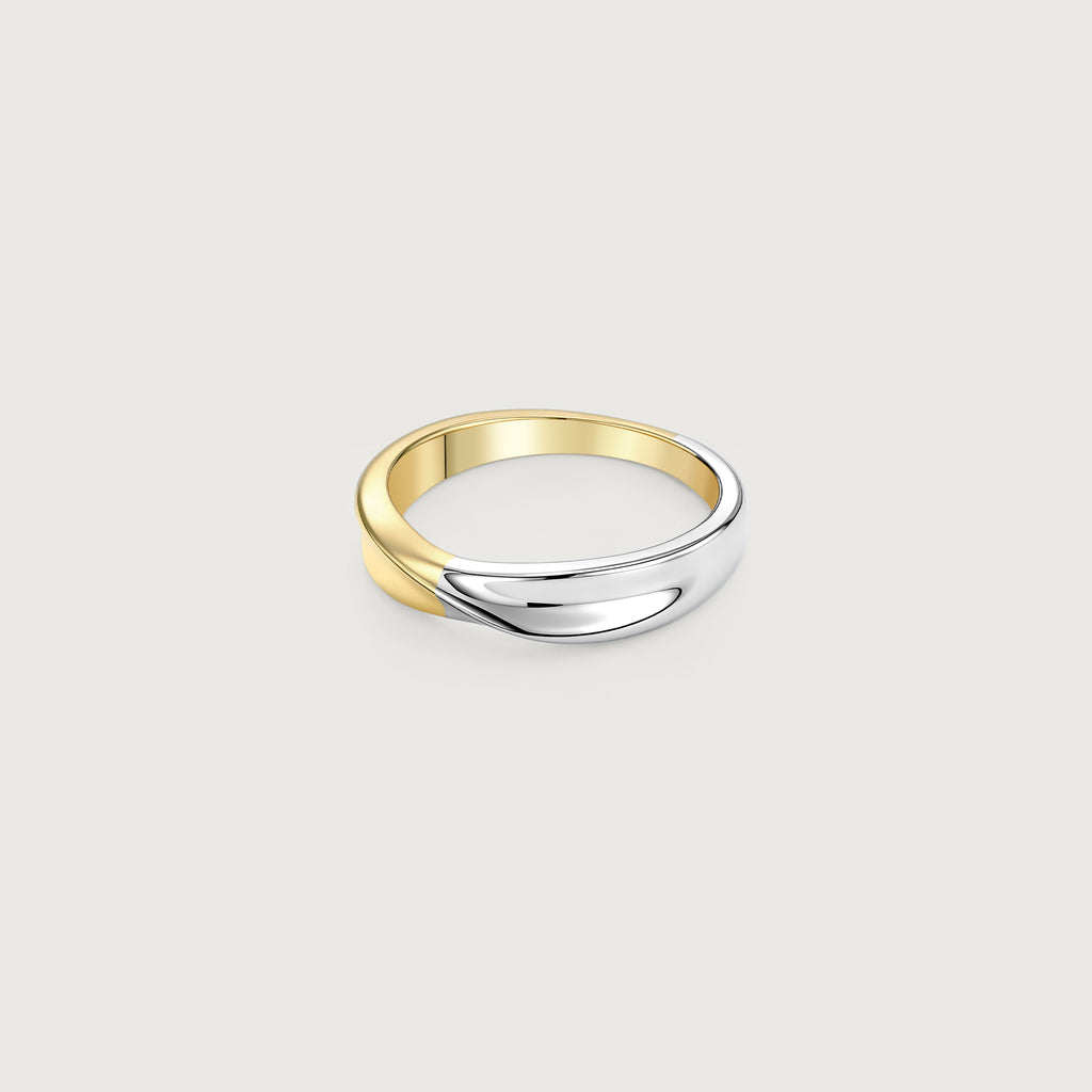 Flowline Two-Tone Wave Stackable Band Ring