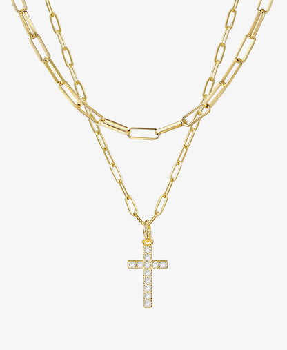 CZ Cross Stacking Necklace