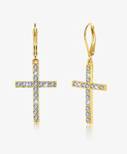Pavé Cross Drop Earrings