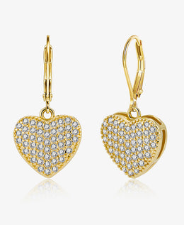 CZ Heart Drop Earrings
