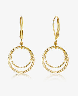 Double Circle Textured Drop Earrings