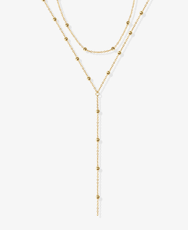 Layered Beaded Chain Necklace