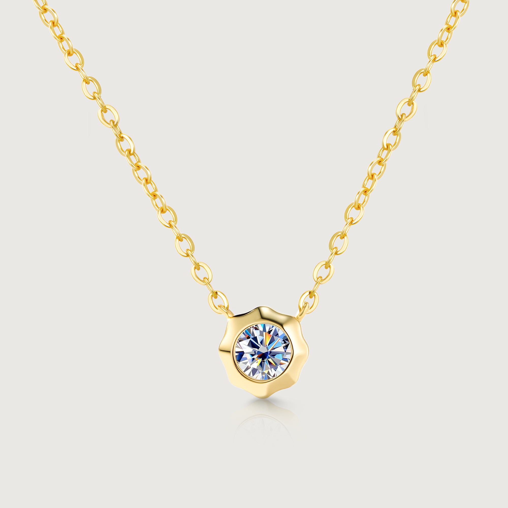 Still Light Sterling Silver Bezel Moissanite Choker Necklace