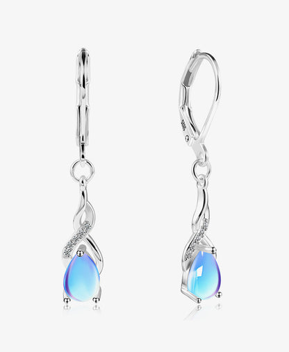 Long Blue Teardrop Drop Earrings