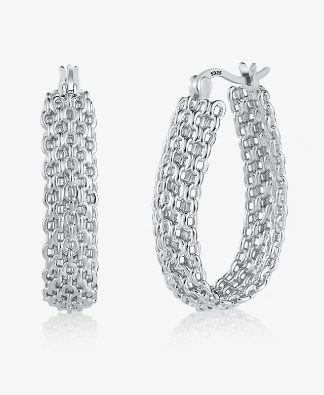 Chain Mesh Woven Hoop Earrings