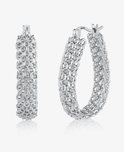 Chain Mesh Woven Hoop Earrings