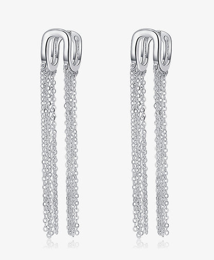 U-Shaped Hoop Chain Tassel Earrings