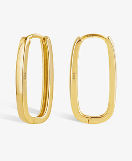 Alexcraft 925 Sterling Silver Plated Hoop Small Earrings for Women, Trendy Rectangle Hypoallergenic Hoop Earrings Lightweight Square Oval Hoop Earrings for Women Jewelry Gifts