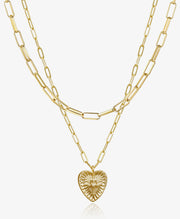 Double-Layer Heart Charm Pendant Necklace