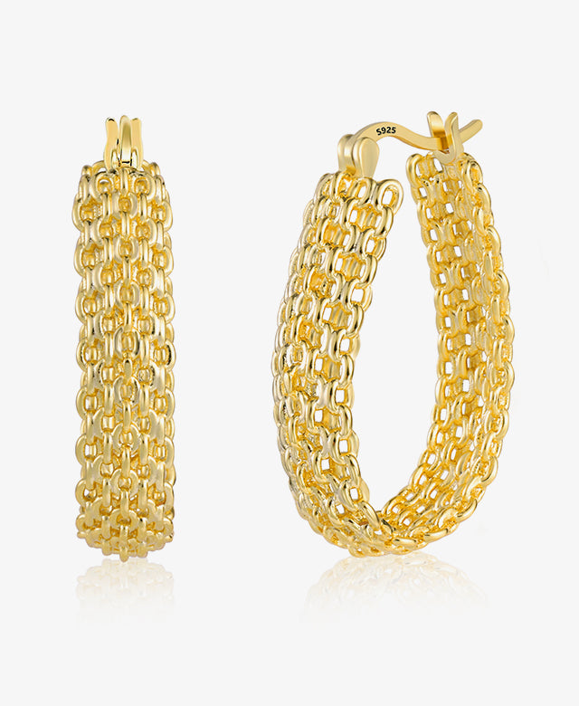 Chain Mesh Woven Hoop Earrings