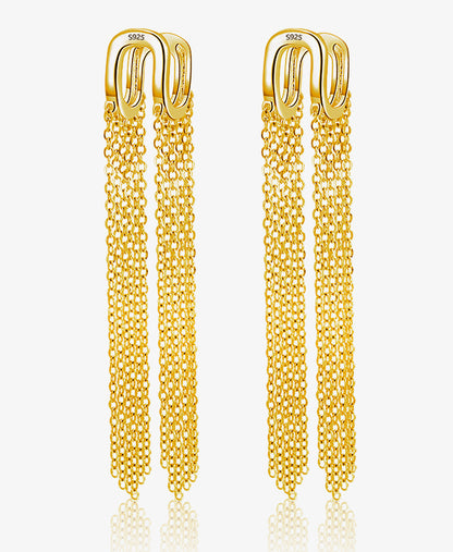 U-Shaped Hoop Chain Tassel Earrings