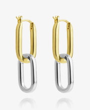 Two Tone Square Paperclip Drop Earrings
