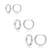 Alexcraft Small Huggie Hoop Earrings for Women 925 Sterling Silver Plated Hypoallergenic Cartilage Huggie Hoops Earrings for Men 3 Pairs