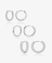 3 Pairs Small Gold Hoop Earrings Set