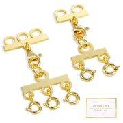 Necklace Layering Clasps 14K Gold Plated Necklace Separator for Layering Necklace Connectors for Multiple Necklaces（2 PCS）