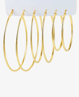 Alexcraft 3 Pairs Silver Gold Big Hoop Earrings for Women | 14K Thicked Gold Plated Hypoallergenic Large Thin Womens Gold Hoops Earrings Set for Women | Birthday Chirsmas Jewelry Gift