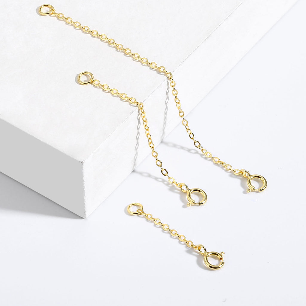 1.5 mm Wide Flat Cross Chain Necklace Extender Set - 1, 2 & 3 Inch