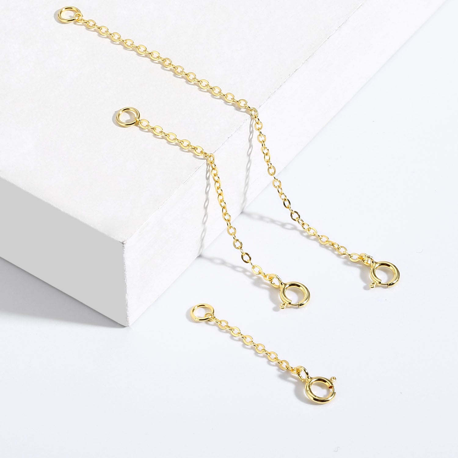 1.5 mm Wide Flat Cross Chain Necklace Extender Set - 1, 2 & 3 Inch