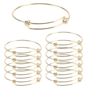 12 PCS Gold Plated Stainless Steel Wire Blank Adjustable Bangle Bracelet 2.6 - 3 Inches - Alexcraft®