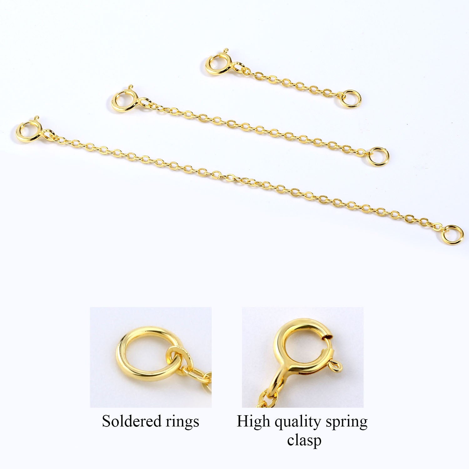 1.5 mm Wide Flat Cross Chain Necklace Extender Set - 1, 2 & 3 Inch