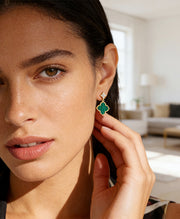 Four-Leaf Clover Charm Stud Earrings